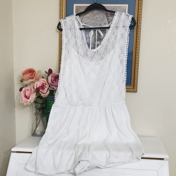 Lace Romper Size 3xl Fully Lined Glam Contemporary beach vacation Lagenlook - Picture 1 of 8